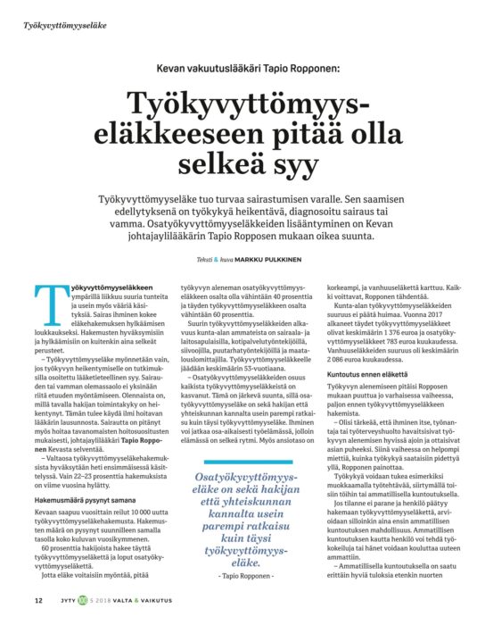 12 Työkyvyttömyyseläke - 5/2018 